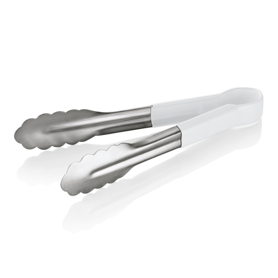 Иноксова щипка с неплъзгащо се PVC покритие, 24см, бяла, Tongs 1549 HACCP - WAS