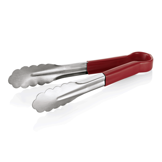 Иноксова щипка с неплъзгащо се PVC покритие, 24см, червена, Tongs 1549 HACCP - WAS