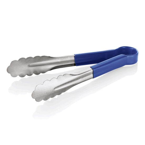 Иноксова щипка с неплъзгащо се PVC покритие, 24см, синя, Tongs 1549 HACCP - WAS