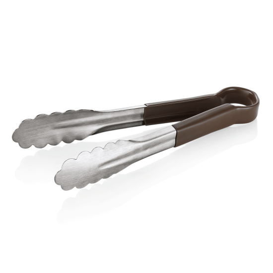 Иноксова щипка с неплъзгащо се PVC покритие, 24см, кафява, Tongs 1549 HACCP - WAS