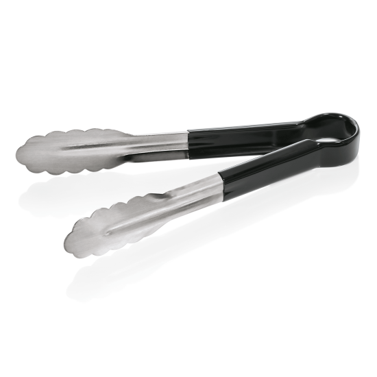 Иноксова щипка с неплъзгащо се PVC покритие, 24см, черна, Tongs 1549 HACCP - WAS