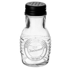 Стъклена солница  с метално черно  капаче  OLD FASHIONED-(212855-BL-LF) - Horecano