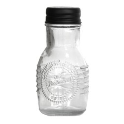 Стъклена солница  с метално черно  капаче  OLD FASHIONED-(212855-BL-LF) - Horecano