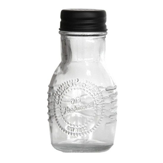 Стъклена солница  с метално черно  капаче  OLD FASHIONED-(212855-BL-LF) - Horecano