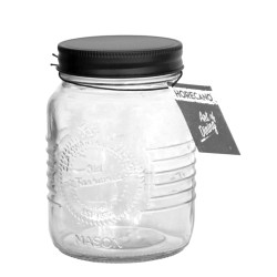 Стъклен буркан с метална винтова черна капачка 2л OLD FASHIONED-(213257-BL-SS4) - Horecano