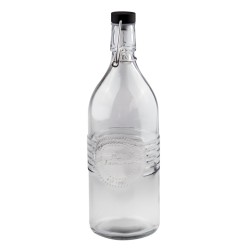 Стъклена бутилка с черен клипс 1л OLD FASHIONED-(213210-BL-LF) - Horecano
