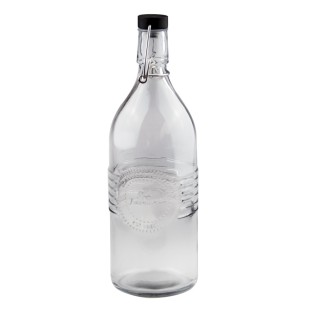Стъклена бутилка с черен клипс 1л OLD FASHIONED-(213210-BL-LF) - Horecano