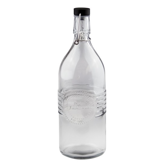 Стъклена бутилка с черен клипс 1л OLD FASHIONED-(213210-BL-LF) - Horecano