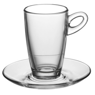 Стъклена чаша с чинийка за топли напитки 75мл MOCCA ESPRESSO VM-1184000/1183000 - Vitrum