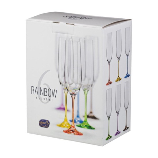 Стъклена чаша за шампанско 190мл RAINBOW(40729)- Crystalex