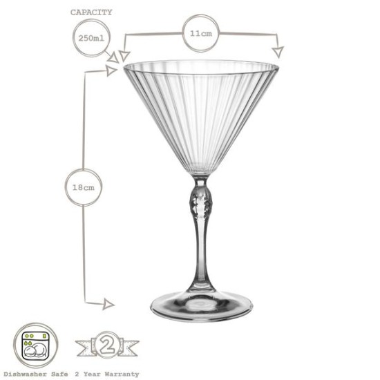 Стъклена чаша за коктейл "MARTINI" 250мл AMERICA \'20s-(1.22142) - Bormioli Rocco