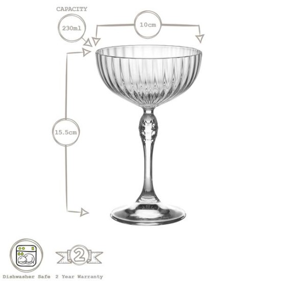 Стъклена чаша за коктейли " COCKTAIL COUPE" 230мл AMERICA \'20s-(1.22137) - Bormioli Rocco