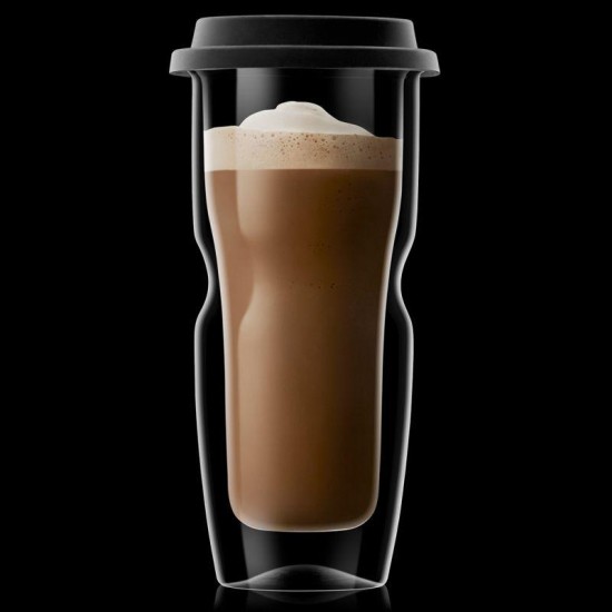 Стъклена двустенна термо чаша със силиконов капак 460мл h19см DRINK&DESIGN-(12836/01) (RM 507) - Luigi Bormioli