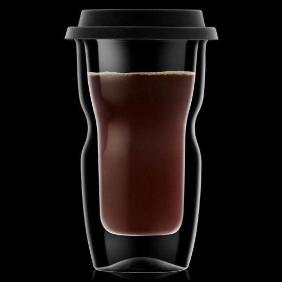 Стъклена двустенна термо чаша със силиконов капак 340мл DRINK&DESIGN-(12837/01) (RM 508) - Luigi Bormioli