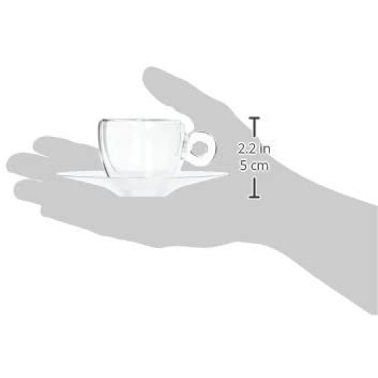 Стъклена двустенна чаша с метална чинийка 165мл DRINK&DESIGN-(10086/01) - Luigi Bormioli