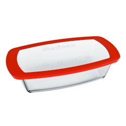Ростер от огнеупорно стъкло със силиконов капак правоъгълен 1,5л 26,9x13,9xh7см FORNO-(6216) - Marinex