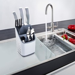 Пластмасова поставка за прибори 13x13,5xh23см антрацит/сиво HOME-(50840) - Horecano