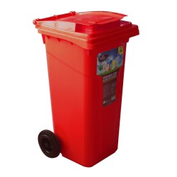 Пластмасов кош за отпадъци 55x48x94см 120л. червен (CK-404) - Irak Plastik