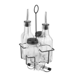 Стъклен оливерник 4-ка 200мл/120мл черен BASICS-(339725BL) - Horecano