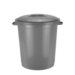 Пластмасов кош за смет с капак 50л сив CLEANING-(HC-33482) - Horecano