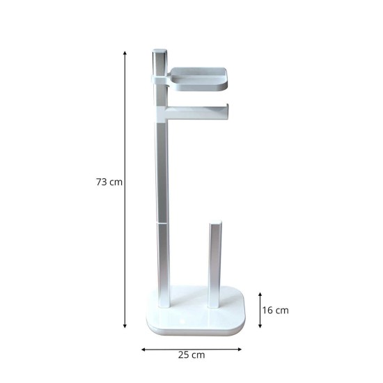 Стойка за тоалетна хартия и WC четка 16x25xh73см бяла PN-(M-E75-01) - Primanova