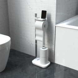 Стойка за тоалетна хартия и WC четка 16x25xh73см бяла PN-(M-E75-01) - Primanova