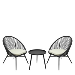 Градински сет от 2 кресла и маса POLYRATTAN GRAY NAPA-(HC-42541) - Horecano