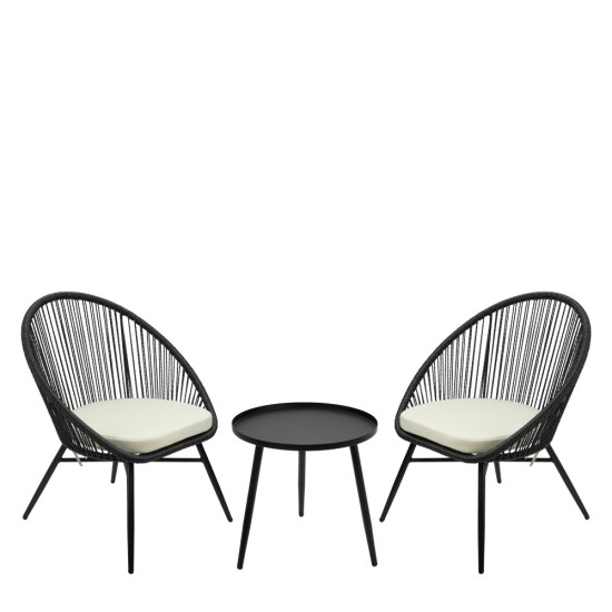 Градински сет от 2 кресла и маса POLYRATTAN GRAY NAPA-(HC-42541) - Horecano