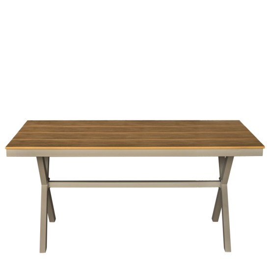 Маса 160x90xh76см PLASTIC WOOD NATURAL LOGAN-(HC-42543) - Horecano