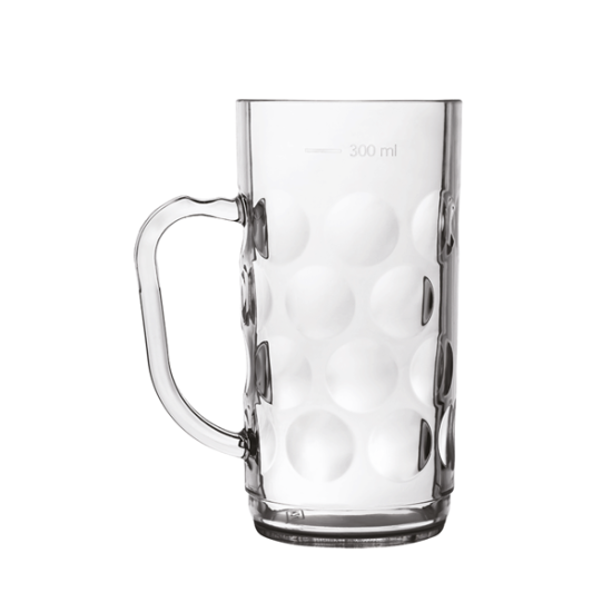 Поликарбонатна халба за бира 300мл ф6,8xh13,5см RK-PRISMA CLEAR-(TB.B36) - Rubikap