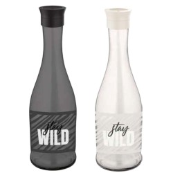 Стъклена гарафа с декор 1л "Stay Wild" различни цветове M-212004 - Horecano