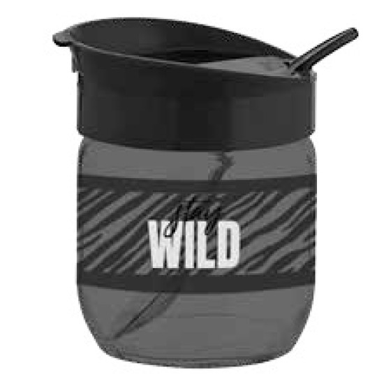 Стъклен буркан с декор и лъжичка 425мл "Stay Wild" M-162012 - Horecano