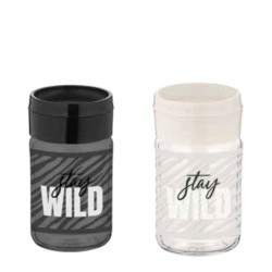 Стъклена солница с декор 105мл "Stay Wild" различни цветове M-122005 - Horecano