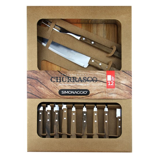 Комплект за барбекю от 12 части с дъска SIM-CHURRASCO-(CH5516/12) (350.312.9060.400) - SIMONAGGIO