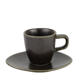 Порцеланова чаша за еспресо 100мл с чинийка 13x11,5xh1,7см ANTIQUE BLACK-(HC-561178) - Horecano