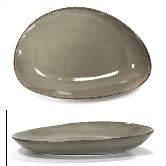 Порцеланово плато овал дълбоко 30см ANTIQUE-GREY (TR0005-12G) - Horecano