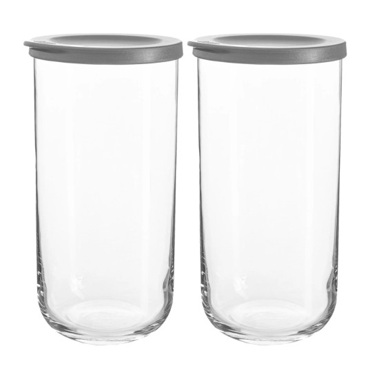 Стъклен буркан със сив силиконов капак 10,5см h21см 1,4л PK222 DUO 140 - Lav 