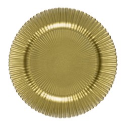 Стъклена подложна чиния релефна ф31см GOLD WICKED-(HC-59408) - Horecano