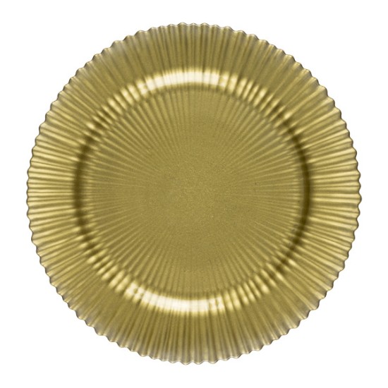 Стъклена подложна чиния релефна ф31см GOLD WICKED-(HC-59408) - Horecano