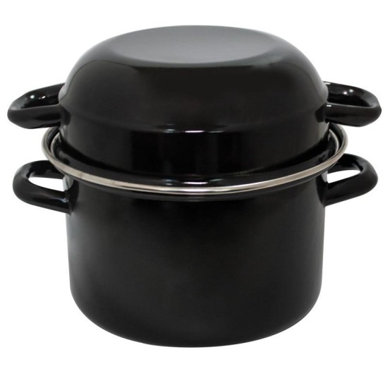 Емайлирана тенджера за миди ф24см 6,5л/3л черна РЯ-(3017+3153/24 Moules) - Horecano