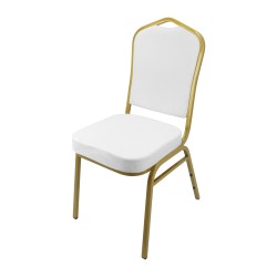 Метален кетъринг стол 44x49х93см бял/златист (HC-66992) - Horecano