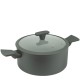 Алуминиева тенджера със стъклен капак и незалепващо покритие ф26x12см CERAMIC GRAY HOME-(DFC-SC06-26) - Horecano