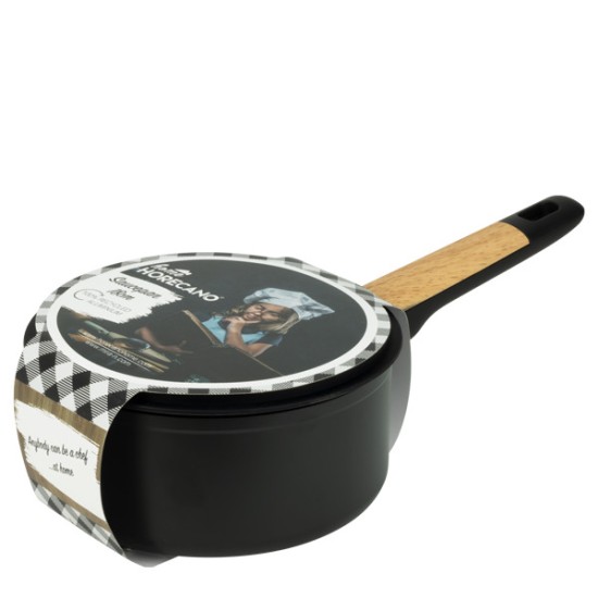 Алуминиева касерола с незалепващо покритие и капак ф18x8,2см BLACK AND WOOD HOME-(DFS-SC16-18) - Horecano