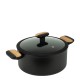 Алуминиева тенджера със стъклен капак и незалепващо покритие ф24x11см BLACK AND WOOD HOME-(DFC-SC16-24) - Horecano