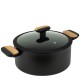 Алуминиева тенджера със стъклен капак и незалепващо покритие ф26x12см BLACK AND WOOD HOME-(DFC-SC16-26) - Horecano
