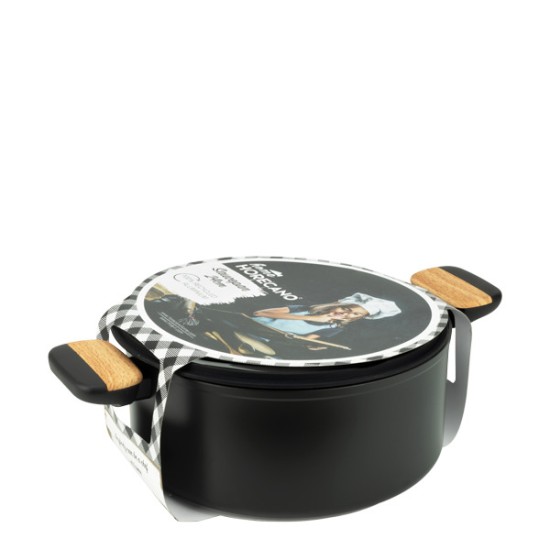 Алуминиева тенджера със стъклен капак и незалепващо покритие ф26x12см BLACK AND WOOD HOME-(DFC-SC16-26) - Horecano