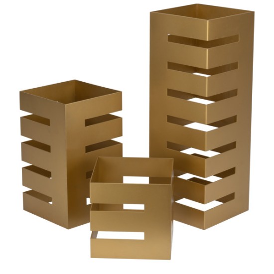 Комплект стойки за блок маса квадратни 3бр GOLD (15x15xh15см / 15x15xh28см / 15x15xh44,75см) (SG-56486 (S3)) - Horecano