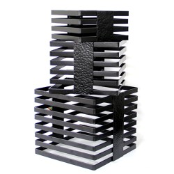 Метални стойки за блок маса 3бр черни 15.5x15. x7.5см/17.5x17.5x12.5см/20.5x20.5x17.5см STRIPE SG-79665(A,B,C) - Horecano