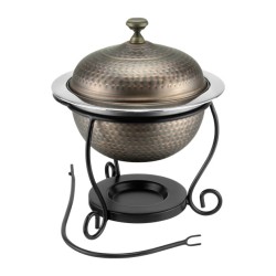 Иноксово Бен Мари кръгло с релеф и черна стойка ф25см 3л RUSTIC-(SG-86451(B)) - Horecano