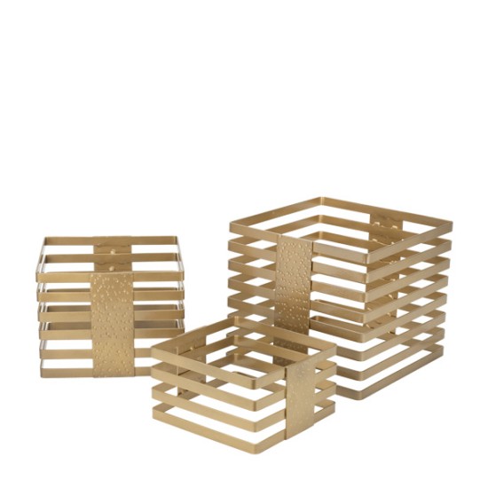 Комплект стойки за блок маса 3бр  (15,5x15,5xh7,5км,17,5x17,5xh12,5см, 20,5x20,5xh17,5см) HELLA GOLD-(HC-84243)(SG-49665(S3)) - Horecano
